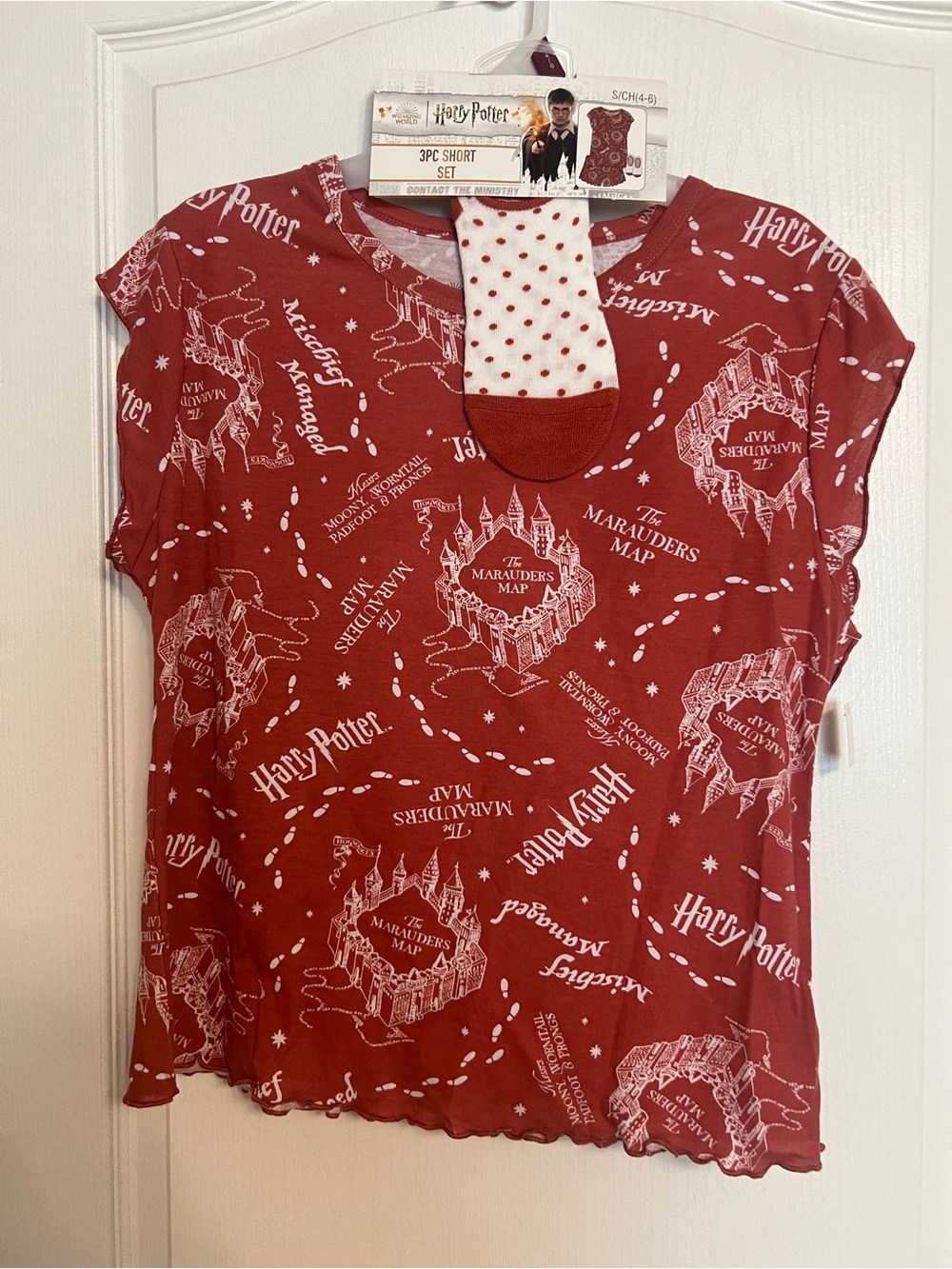 Warner Bros. Small/C 4-6 Red Harry Potter Marauders Map Short Sleeve Tee